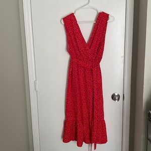 red polka dot maxi dress